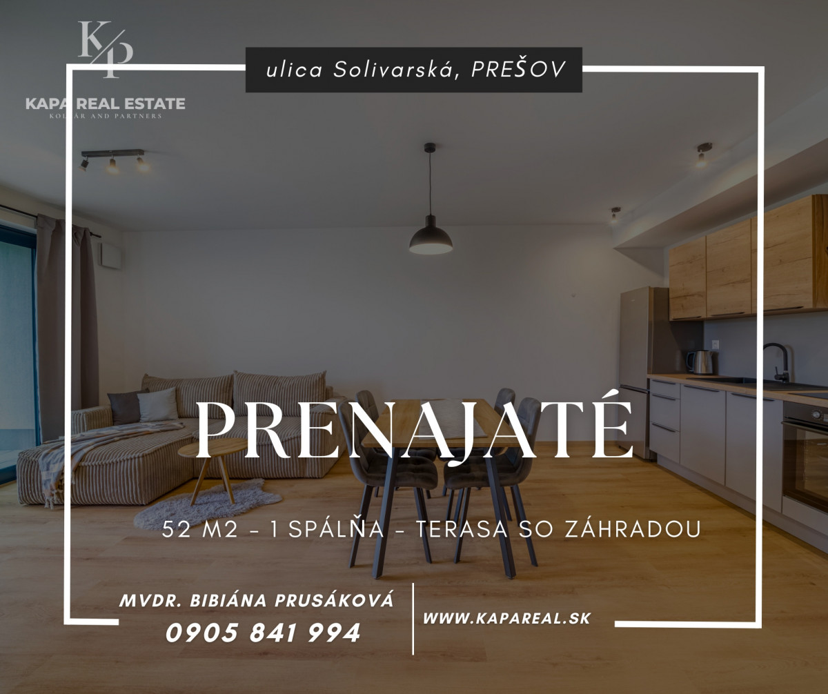 KAPA REAL ESTATE | PRENAJATÉ 2i byt ,ul Solivarská, Prešov